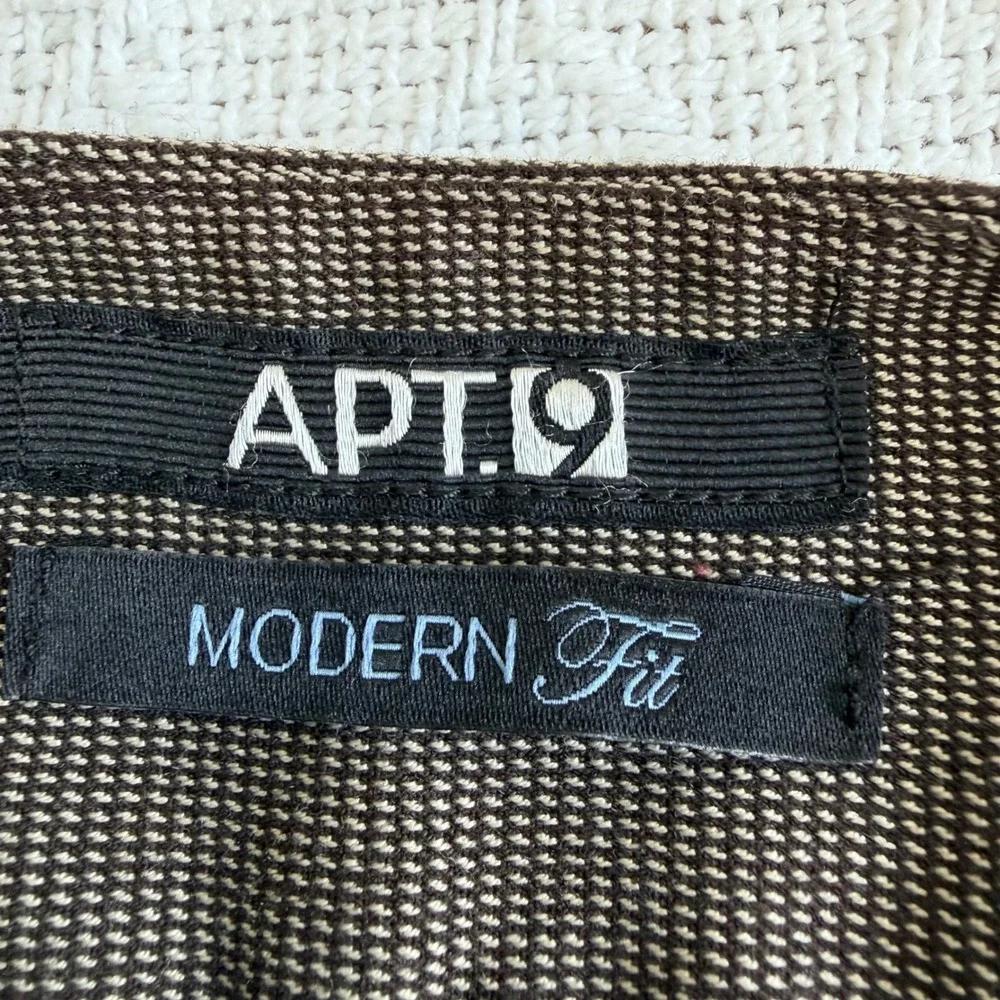 Apt 9 Modern Fit Brown Micro Pattern Dress Pants Trousers Womens Size 4
